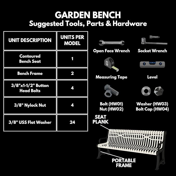 COATEDOUTDOORFURNITURE Heavy-Duty Outdoor Bench Thermoplastic Coated, Slatted Steel, Commercial-Grade Garden Bench, Made in America (Portable with Back, 4 Ft, Textured Grey)