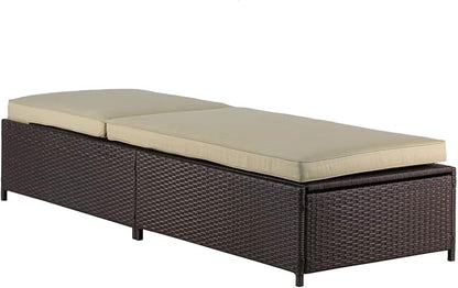 Serta Laguna Brown Resin Wicker Outdoor Patio Furniture Collection, Easy Assembly, Porch or Pool, Storage Chaise Lounge Brown Wicker