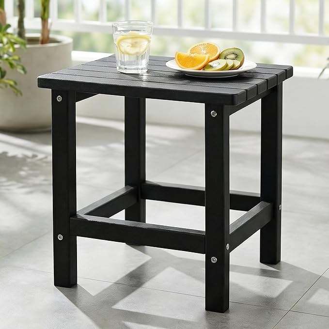 PASAMIC Adirondack Square Outdoor Side Table, HDPE Small Outdoor Table, Patio End Table for Patio, Pool, Backyard - Photo 1