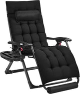 Yaheetech 26" Zero Gravity Chair Folding Reclining Lounge Recliner with Removable Pad & Headrest & Side Cup Holder Tray - Photo 1