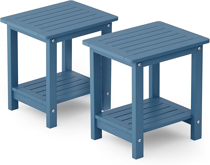 YEFU Outdoor Side Table for Patio: 16" HIPS Weather - Resistant Adirondack Tables Set of 2 - Small Square End Tables - Photo 1