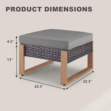 Rilyson Outdoor Ottoman Wicker Patio Footrest - 2 Piece Wicker Footrest Footstools Set with Sturdy Frame - Photo 5