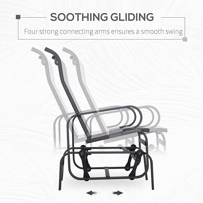 Outsunny Outdoor Glider Chair, Gliders for Outside Patio with Smooth Gliding Mechanism and Lightweight Construction for - Photo 4