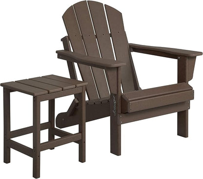 WO WESTIN OUTDOOR HDPE Laguna Outdoor Poly Adirondack Chair with Side Table, Dark Brown