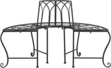 SAFAVIEH Outdoor Collection Abia Victorian Antique Black Semicircle Tree Bench - Photo 5