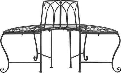 SAFAVIEH Outdoor Collection Abia Victorian Antique Black Semicircle Tree Bench