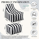 Outdoor Bean Bag Chair with Ottoman, Large Patio Lounge Chair for Adults, Thick Filled Lounger for Pool, Deck - Photo 3