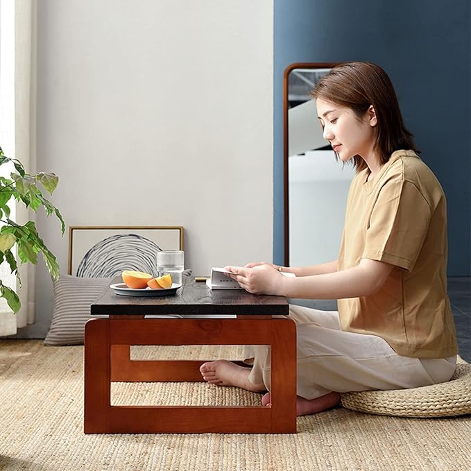 Folding Coffee Table Foldable Japanese Floor Table Low Table Meditation Table Low Tea Table for Sitting on The Floor for The Floating Window, Tatami, Tea Room, Balcony, Living Room, Outdoor