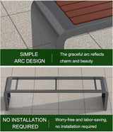 Front Porch Benches Outdoor, Metal Garden Bench, Metal Frame, Solid and Reliable, for Porch, Patio, Backyard(Black - Photo 6