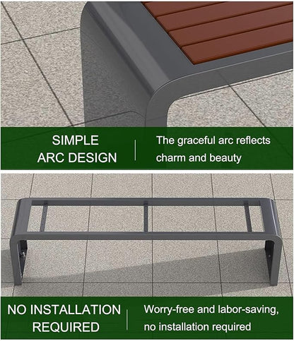 Front Porch Benches Outdoor, Metal Garden Bench, Metal Frame, Solid and Reliable, for Porch, Patio, Backyard(Silver,120cm)