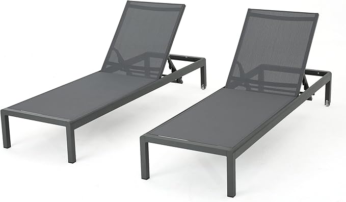 Christopher Knight Home Vicky Coral Outdoor Chaise Lounges (Set of 2), Blue and White