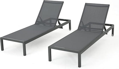 Christopher Knight Home Vicky Coral Outdoor Chaise Lounges (Set of 2), Blue and White