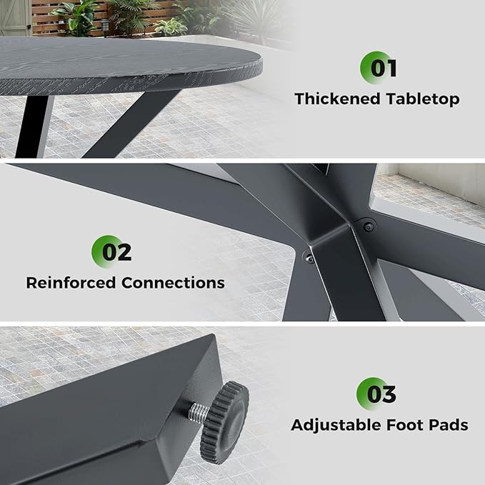 Tangkula 34-Inch Metal Round Patio Dining Table for 4 - Photo 8