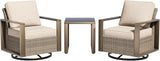 Outdoor Swivel Rocker Metal Chairs Set of 2 with Small Coffee Table - 3 Pieces Patio Bistro Set with Rectangular Framed - Photo 1
