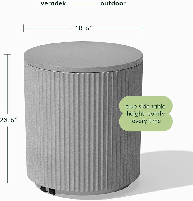 Veradek 21in Outdoor Cooler Side Table, Modern, Stone-Plastic Composite, Gray, Weather Resistant, Made in Canada - Photo 2
