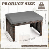 2 Pcs Patio Rattan Ottomans Outdoor Wicker Ottomans Patio Footstool Footrest with Removable Cushion Soft Zippered - Photo 2