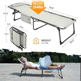 #WEJOY Folding Outdoor Chaise Lounge Chair, Adjustable Lightweight Portable Beach Lounge Chair for Patio, Pool, Lawn - Photo 2