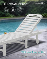 SERWALL Outdoor Chaise Lounge Set of 2, All-Weather HDPE Pool Lounge Chairs with 5-Position Adjustable Backrest - Photo 7