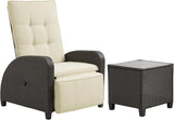 Green4ever Outdoor Patio Recliner with Adjustable Backrest and Footrest, All-Weather Wicker Patio Chair with Side Table - Photo 7