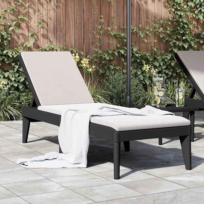 Anthracite Adjustable Chaise Lounge, 73.2"x23.6", UV-Resistant Polypropylene, 4-Position - Photo 1