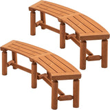 FORTUNO Outdoor Wooden Curved Backless Porch Bench Rustic Style Cedar/Fir Wood Log Fire Pit Bench for Patio Garden Deck - Photo 1