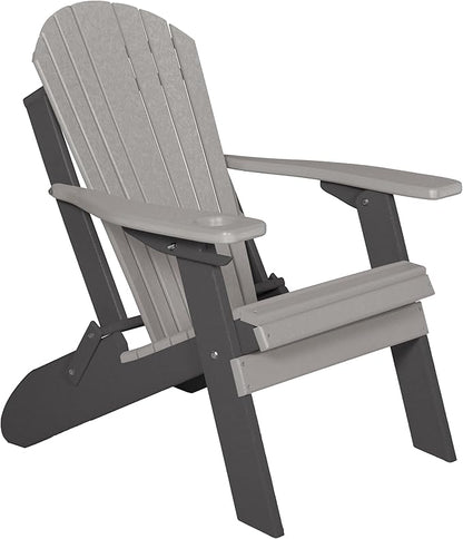 Furniture Barn USA Poly Folding Adirondack Chair with Smart Phone Holder, Light Gray and Gray
