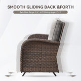 Patio Loveseat Wicker Loveseat Rattan Glider Sofa with Curved Armrest Thicking Back & Seat Cushions for Garden Balcony - Photo 3