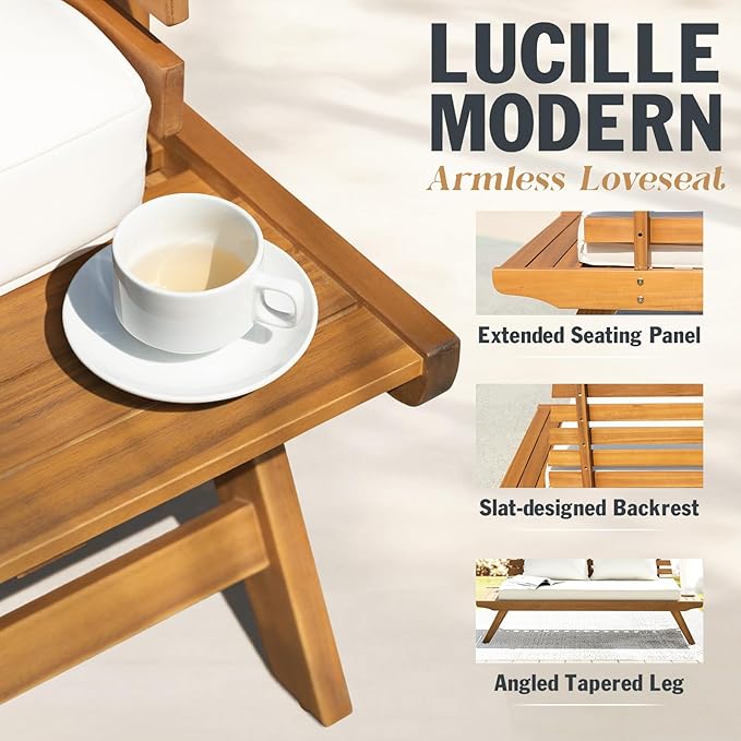 Idzo Lucille Updated 800lbs Capacity Acacia Patio Loveseat - Photo 4