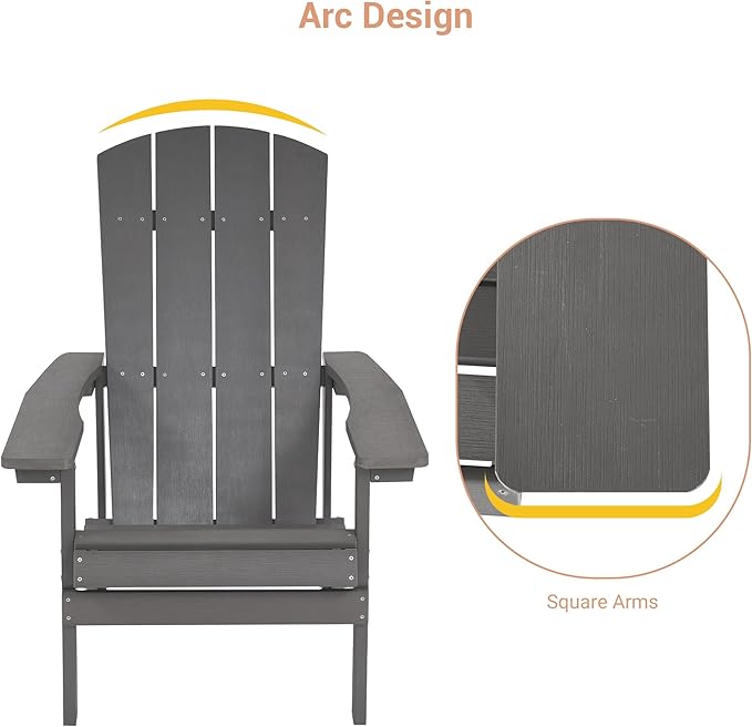 Adirondack Chairs, Plastic Adirondack Chairs Set of 4, All-Weather Resistant, Widely Used in Outdoor, Fire Pit, Deck, Outside, Garden