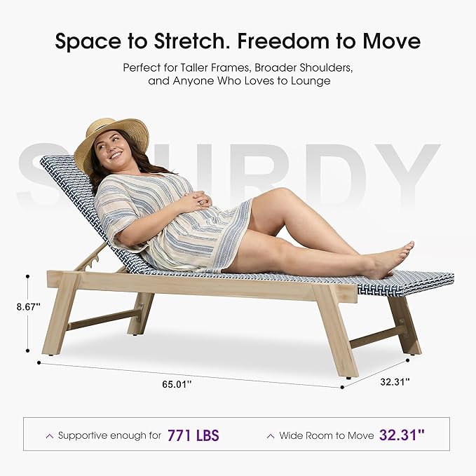 PURPLE LEAF Extra Large Patio Chaise Lounge 2 Pieces French Outdoor Wicker Lounger Matte White Aluminum Frame 771LBS Capacity PE Rattan Adjustable Backrest for Pool Garden Beach Backyard Navy