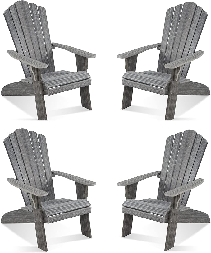 Adirondack Chair Set of 4, Outdoor Oversized Patio Chair Poly Lumber Weather Resistant & Durable Fire Pits Chair for - Photo 1