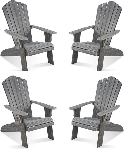 Adirondack Chair Set of 4, Outdoor Oversized Patio Chair Poly Lumber Weather Resistant & Durable Fire Pits Chair for Poolside,Lawn and Garden,350lbs Weight Capacity