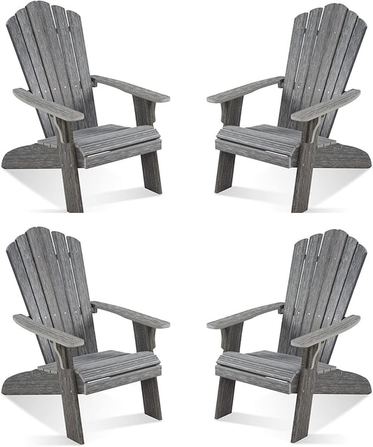 Adirondack Chair Set of 4, Outdoor Oversized Patio Chair Poly Lumber Weather Resistant & Durable Fire Pits Chair for Poolside,Lawn and Garden,350lbs Weight Capacity