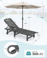 SERWALL Outdoor Chaise Lounge Set of 2 with 9FT Patio Umbrella - Photo 2