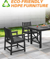 Patio Dining Chair Set of 2, HDPE Outdoor Dining Chair, Ergonomic HDPE Dining Chairs with Deep Seating - Photo 8