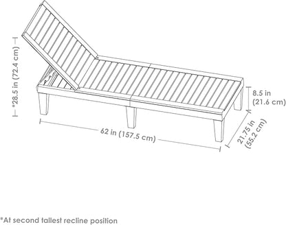 Sunnydaze 5-Position Outdoor Adjustable Chaise Lounge Chair - UV- and Weather-Resistant Polypropylene Resin - Wood-Look Design - Black - Set of 2