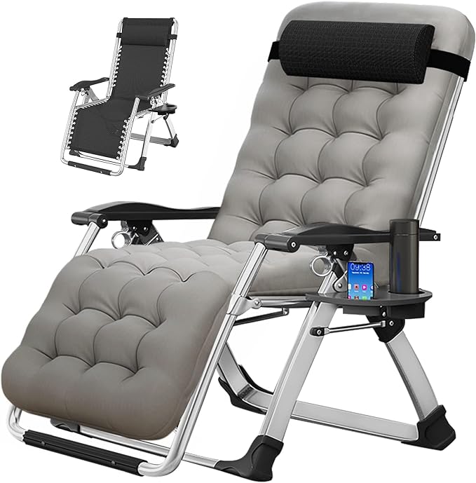 MOPHOTO Zero Gravity Chair, Outdoor Padded Lounge Chair with Side Table, Zero Gravity Recliner Chair, Outdoor Reclining Chair, Sturdy & Comfortable, Supports up to 440lbs
