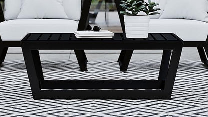 Modern Outdoor Patio Nadie Stainless Steel Coffee Table - Black