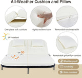 Modern Outdoor Patio Rattan Daybed with 5-Position Adjustable Backrest and Removable Cushions&Pillows - Photo 6