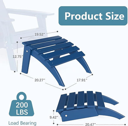 Adirondack Ottoman Set of 4, Folding Adirondack Ottoman for Adirondack Chair, HDPE All Weather Outdoor Footstool for Patio, Backyard, Porch, Garden, Navy Blue