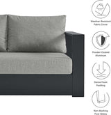 Modway Tahoe Aluminum 3-Piece Outdoor Patio Furniture Gray, Modular Sectional Sofa Set with Weather-Resistant Cushions - Photo 5