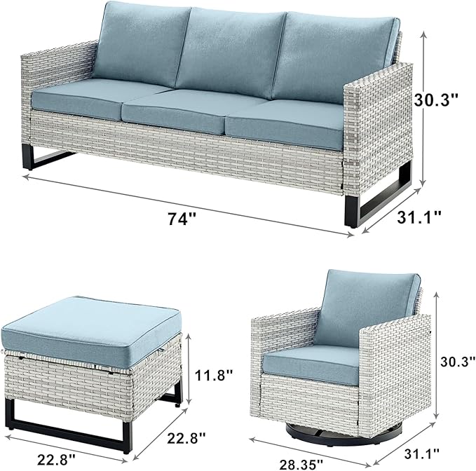 Rilyson Wicker Outdoor Patio Furniture Set - 7 Piece Patio Conversation Set with 4 Swivel Rocker Chairs - Photo 2