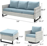 Rilyson Wicker Outdoor Patio Furniture Set - 7 Piece Patio Conversation Set with 4 Swivel Rocker Chairs - Photo 2