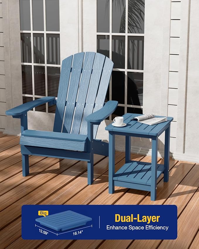 YEFU Outdoor Side Table for Patio: 16" HIPS Weather - Resistant Adirondack Tables - Waterproof Small Square End Tables - Photo 4
