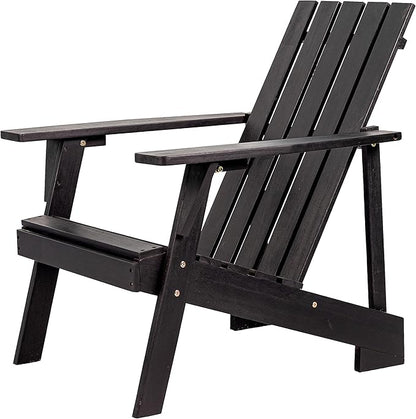 Eyely PTA1001D Spencer Outdoor Patio Modern Acacia Wood Adirondack Chair, Black for Mid-Century, Classic, Modern, Cottage, Farmhouse, Rustic