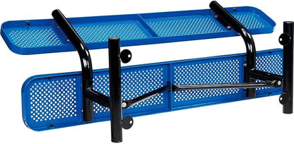 Global Industrial 6'L Heavy Duty Outdoor Steel Picnic Bench with Backrest, Perforated Metal, Portable Outdoor Bench, 1000 lbs Capacity, Blue, 72" L x 24" W x 33" H