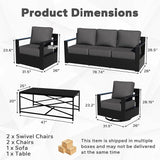 Outdoor Aluminum Furniture Set, 6-Piece Patio Conversation Set, 2 Swivel Chairs, 2 Chairs, 1 Sofa and 1 Table - Photo 3
