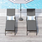 Outdoor Patio Chaise Lounges Set of 2, Sun Lounge Chairs w/Headrest, Sunbathing Recliner w/5 Adjustable Backrest - Photo 2