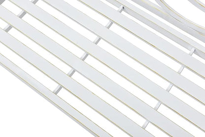 Outdoor Patio Bench, Garden Bench with Iron Metal Steel Frame, Backrest, and Armrests, Park Bench with Slatted Seat for 2-3 People for Lawn, Yard, Balcony, Porch, White