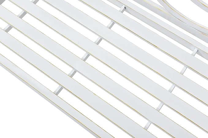 GOWE Outdoor Garden Patio Bench,Iron Metal Steel Frame Park Bench with Backrest and Armrest, Slatted Seat for Park, Yard & Porch, Balcony, Accommodates 2-3 People,White